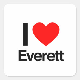 i love everett square sticker