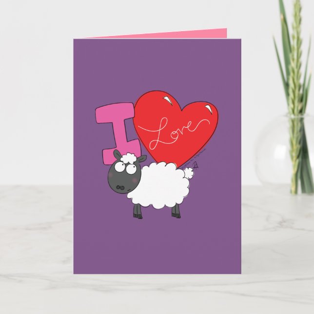 I Love Ewe - Cute Sheep Valentine's Greeting Card (Front)