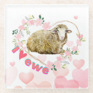 I love Ewe Glass Coaster