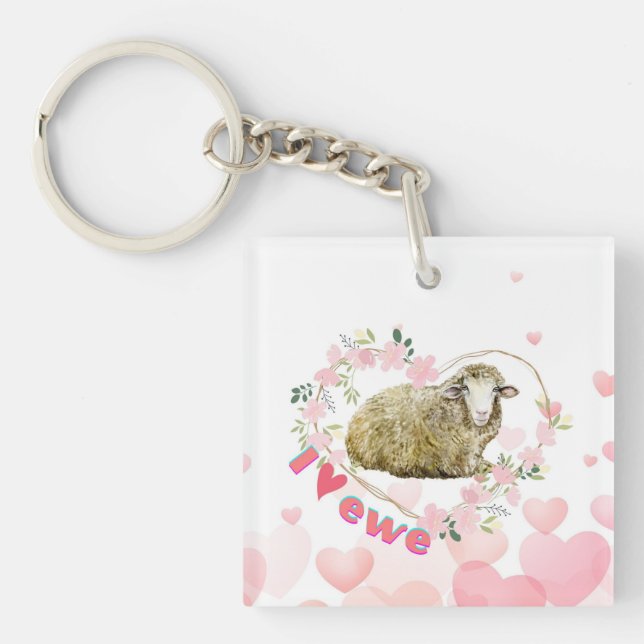 I love Ewe   Key Ring (Front)