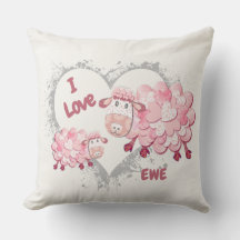 I Love Ewe Pink Cushion Customisable 