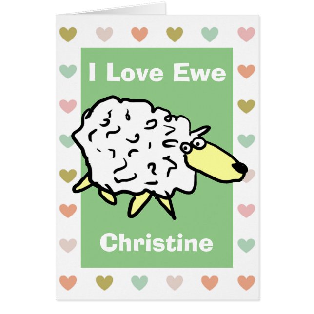 I Love Ewe Sheep Cartoon with Name (Front)