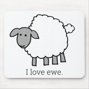 I Love Ewe Sheep Mouse Mat