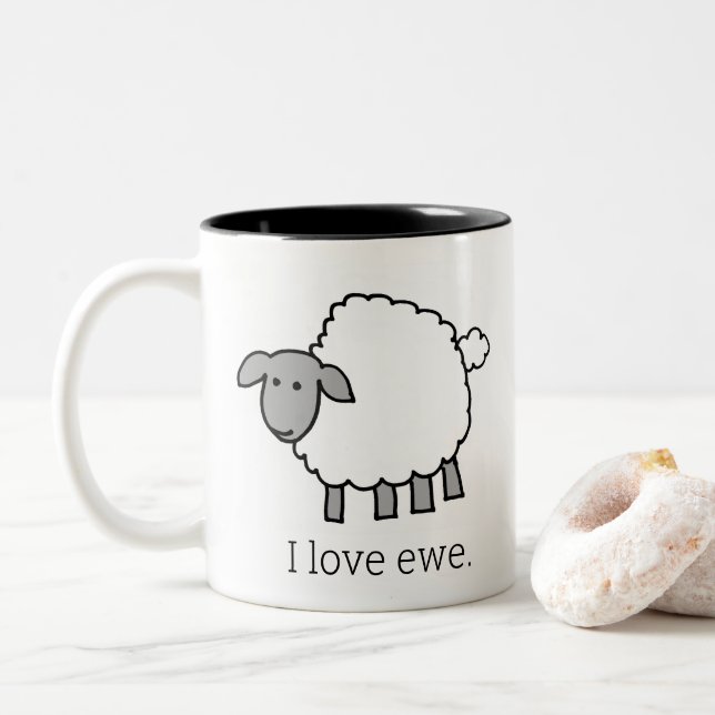 I Love Ewe Sheep Mug (With Donut)