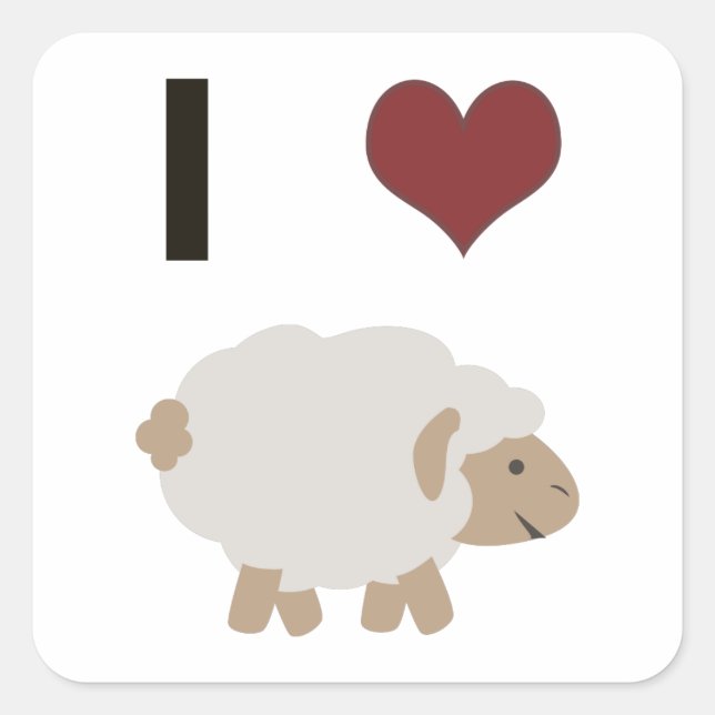 I Love Ewe Square Sticker (Front)