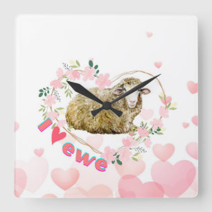 I love Ewe     Square Wall Clock