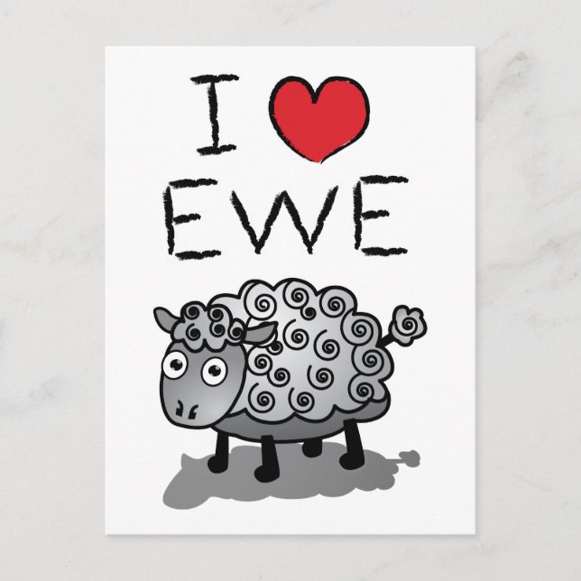 I Love Ewe! Valentines Day Holiday Postcard (Front)