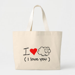 I love ewe (you) Totebag Large Tote Bag