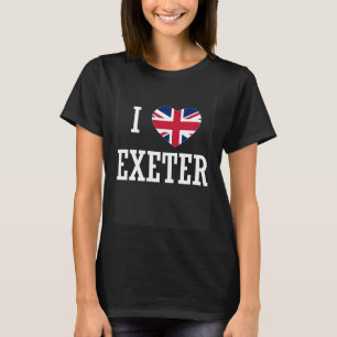 I Love Exeter England Union Jack Flag Heart Englis T-Shirt