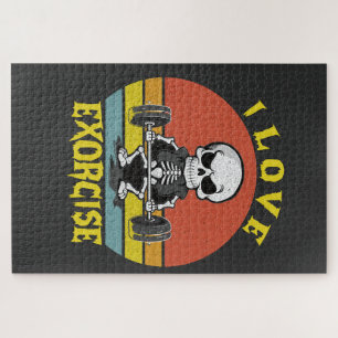 I Love Exorcise Funny Spooky Halloween Skeleton  Jigsaw Puzzle