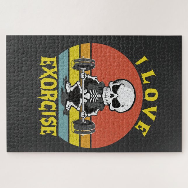 I Love Exorcise Funny Spooky Halloween Skeleton  Jigsaw Puzzle (Horizontal)
