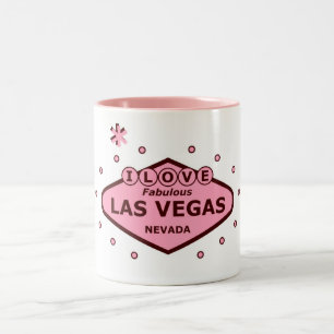 I LOVE FABULOUS LAS VEGAS MUG PINK & BROWN