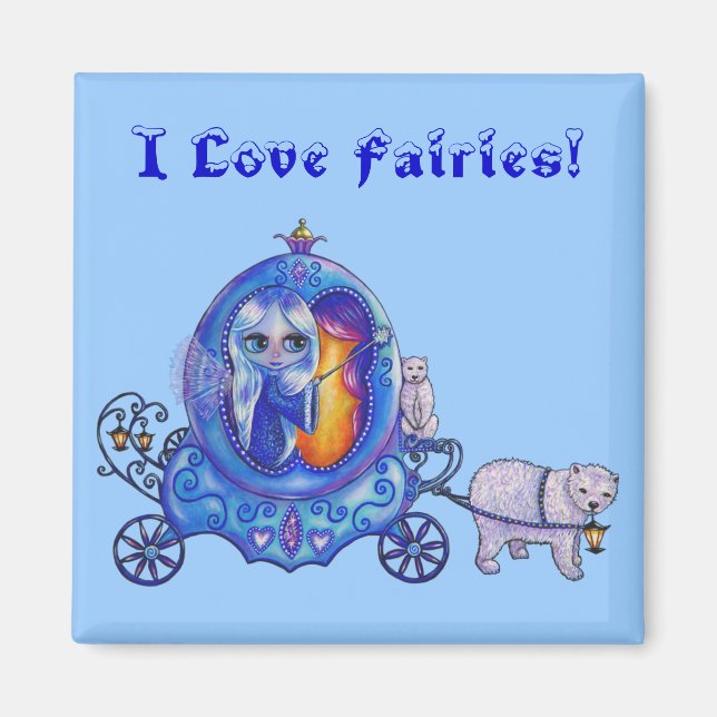 I love Fairies! Bubble Carriage, Fairy, Polar Bear Magnet (Front)
