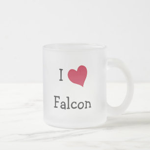I Love Falcon Frosted Glass Coffee Mug