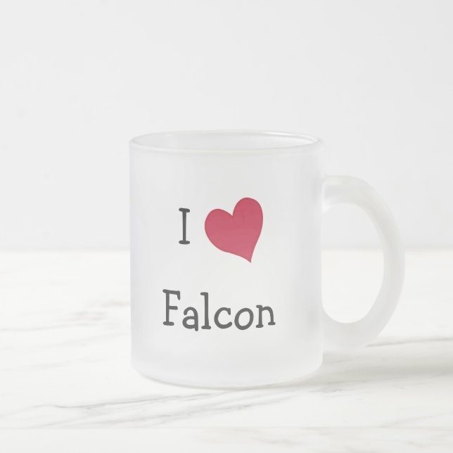 I Love Falcon Frosted Glass Coffee Mug (Right)