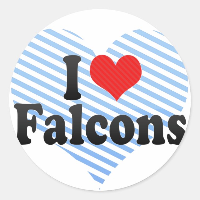 I Love Falcons Classic Round Sticker (Front)