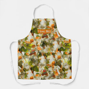 I Love Fall Abstract Personalised Floral Artistic Apron