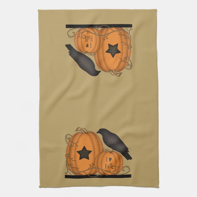 I Love Fall Crow Pumpkin towel (Vertical)