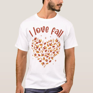 I Love Fall. Heart W Leaves T-Shirt