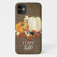 I Love Fall Leaves Bird Pumpkins Rustic Barn Wood