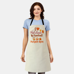 I Love Fall Leaves Football and Pumpkin Spice. Apron