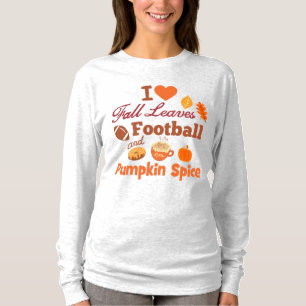 I Love Fall Leaves Football and Pumpkin Spice T-Shirt
