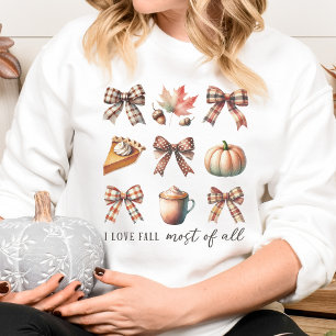 I Love Fall Most of All, Autumn Coquette Women's Sweatshirt