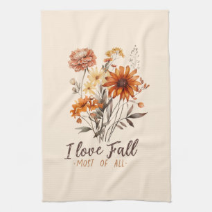 I Love Fall Most of All – Autumn Foliage Tea Towel