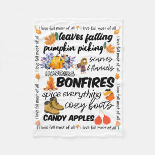I Love Fall Most Of All Autumn Leaves Fleece Blanket