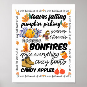 I Love Fall Most Of All Autumn Leaves Poster