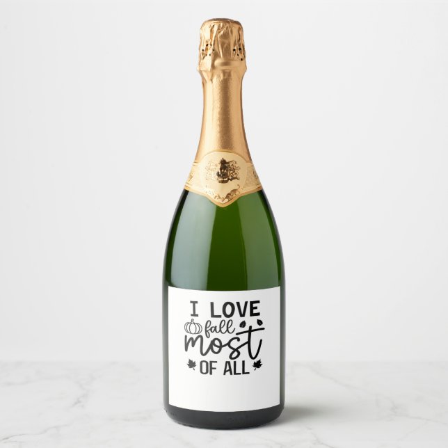 I Love Fall Most of All Classic T-Shirt Sparkling Wine Label (Front)