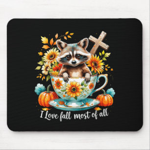 I Love Fall Most Of All Raccoon Autumn Gift Mouse Mat