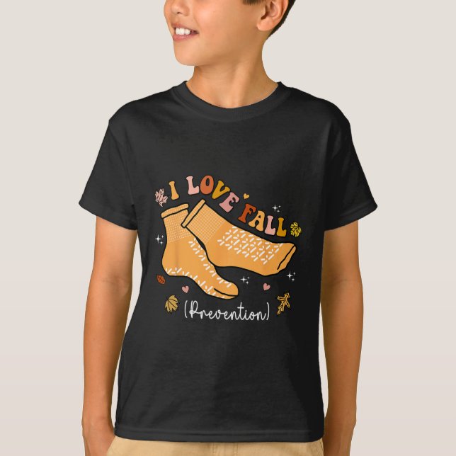 I Love Fall Prevention Fall Physical Therapy Groov T-Shirt (Front)