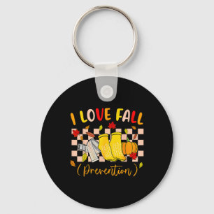 I Love Fall Prevention Socks Thanksgiving Autumn Q Key Ring