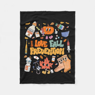 I Love Fall Prevention Thanksgiving Nurse Physical Fleece Blanket