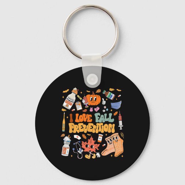 I Love Fall Prevention Thanksgiving Nurse Physical Key Ring (Front)