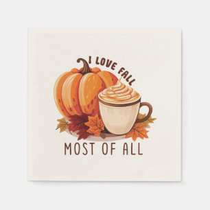 I Love Fall - Pumpkin and Pumpkin Spice Latte Napkin