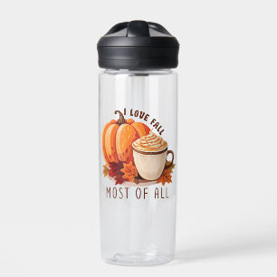 I Love Fall - Pumpkin and Pumpkin Spice Latte Water Bottle