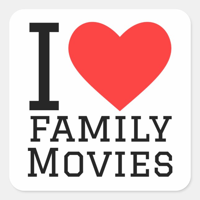 I love family movies square sticker (Front)