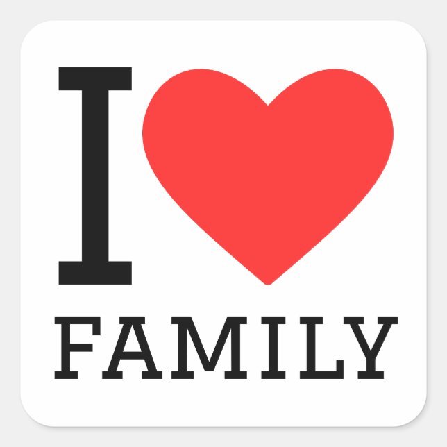 i love family  square sticker (Front)