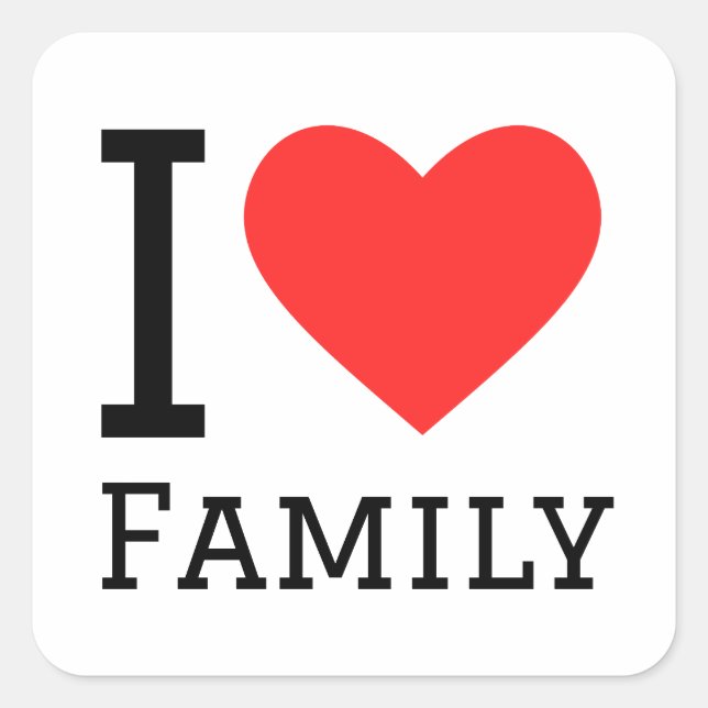 I love family square sticker (Front)