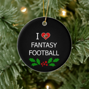 I Love Fantasy Football Ceramic Tree Decoration