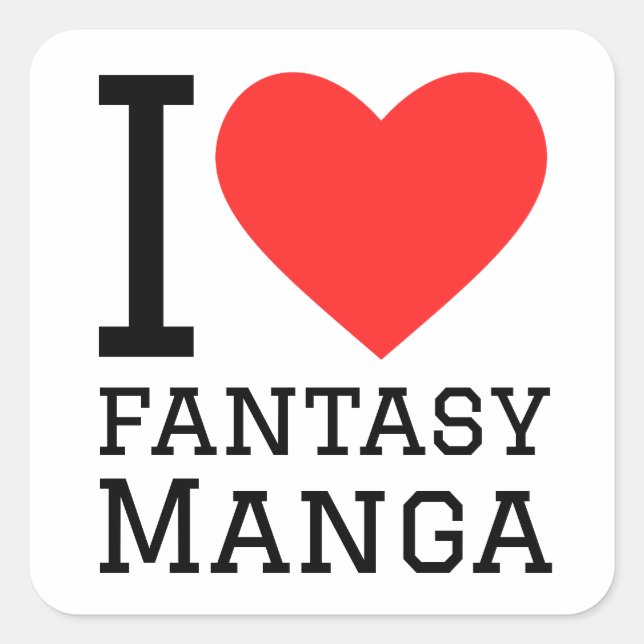 I love fantasy manga  square sticker (Front)