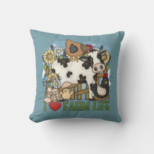 I Love Farm life Animals  Cushion