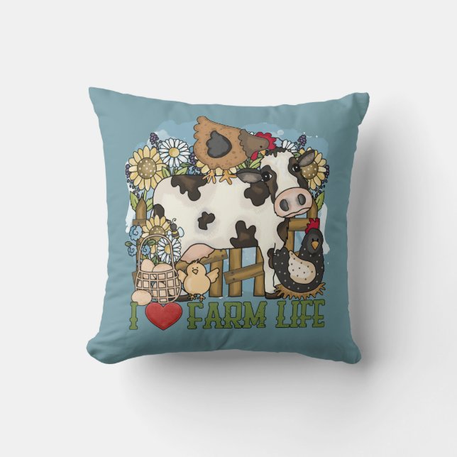 I Love Farm life Animals  Cushion (Front)