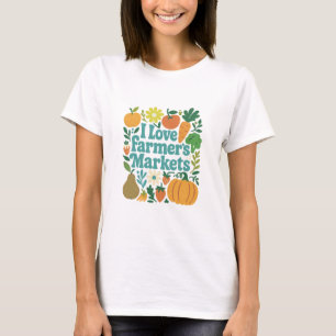 I Love Farmer's Markets Teal Retro Art T-Shirt