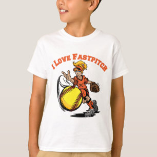 I Love Fastpitch, orange T-Shirt