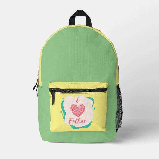 i love father printed backpack (Front)