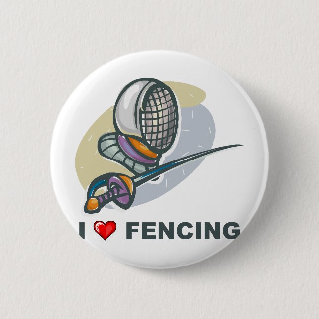 I Love Fencing 6 Cm Round Badge (Front)