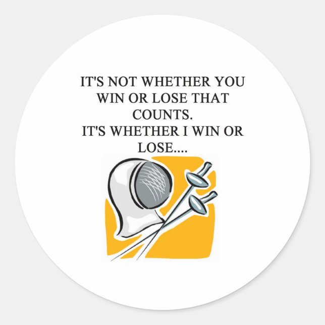 i love fencing fencer design classic round sticker (Front)